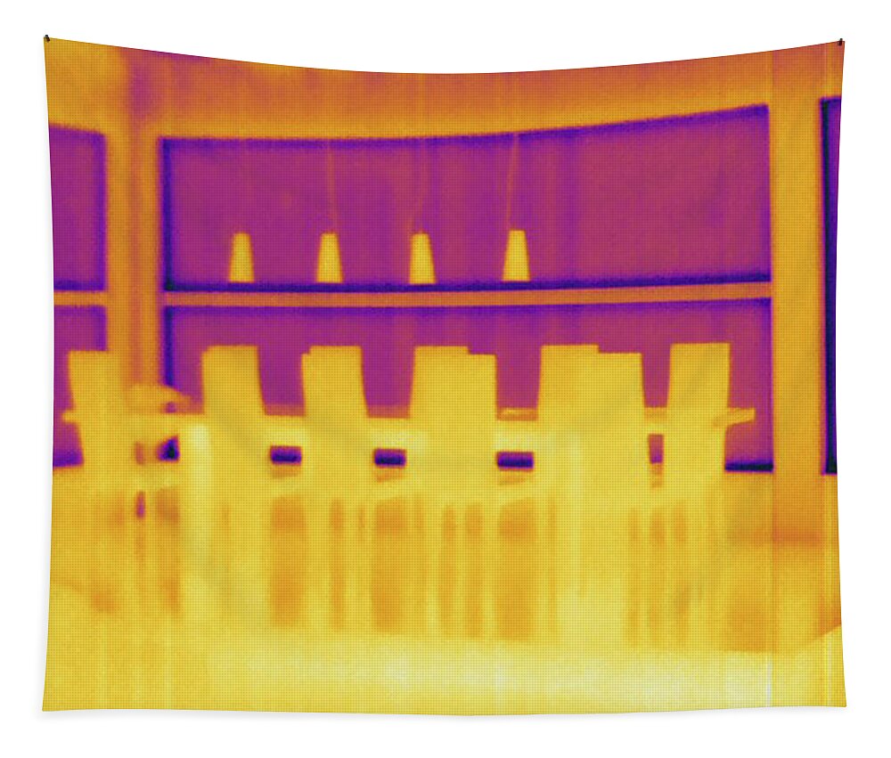 Thermography Tapestry featuring the photograph Home In Winter, Thermogram by Science Stock Photography