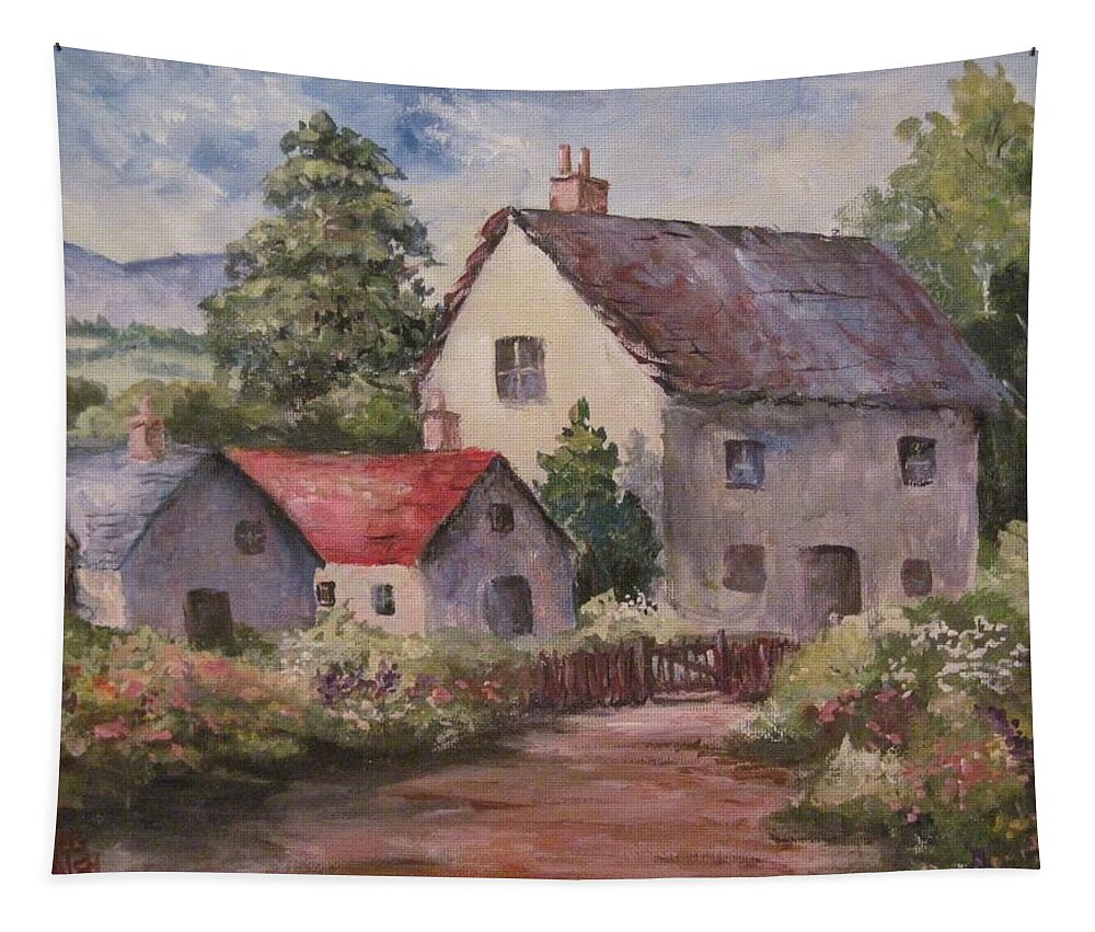 Farmhouses Tapestry featuring the painting Homestead by Megan Walsh