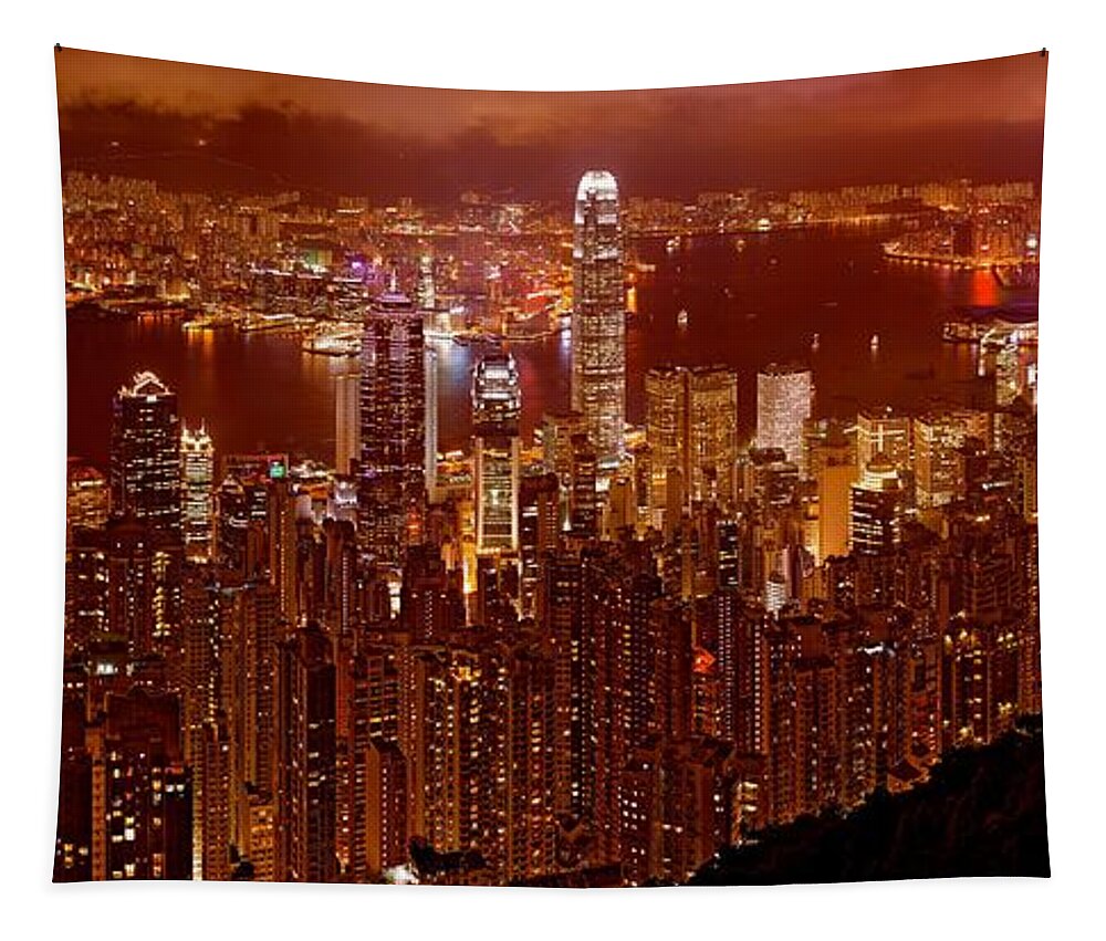 Hong Kong Prints Tapestry featuring the photograph Hong Kong In Golden Brown by Monique Wegmueller