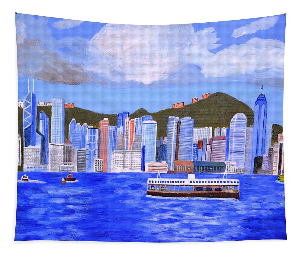 Hong Kong Tapestry featuring the painting Hong Kong by Magdalena Frohnsdorff