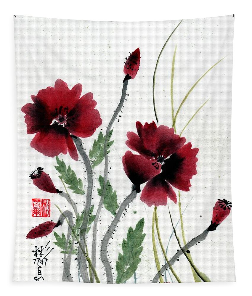 Chinese Brush Painting Tapestry featuring the painting Honor by Bill Searle