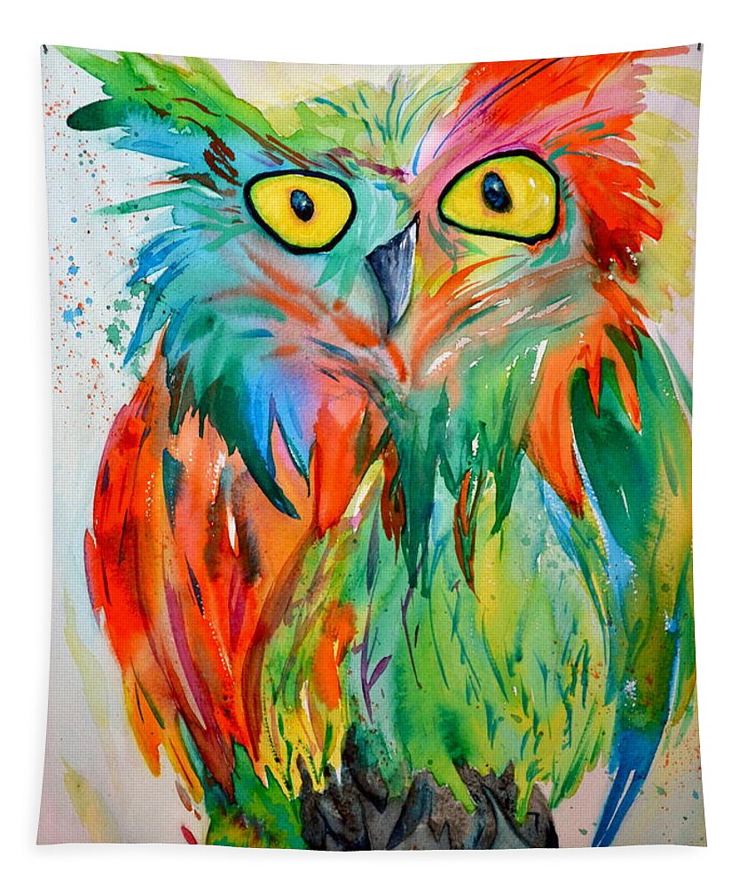 Owl Tapestry featuring the painting Hoot Suite by Beverley Harper Tinsley