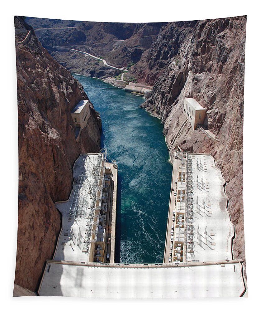 Travel Tapestry featuring the photograph Hoover Dam Black Canyon by John Schneider