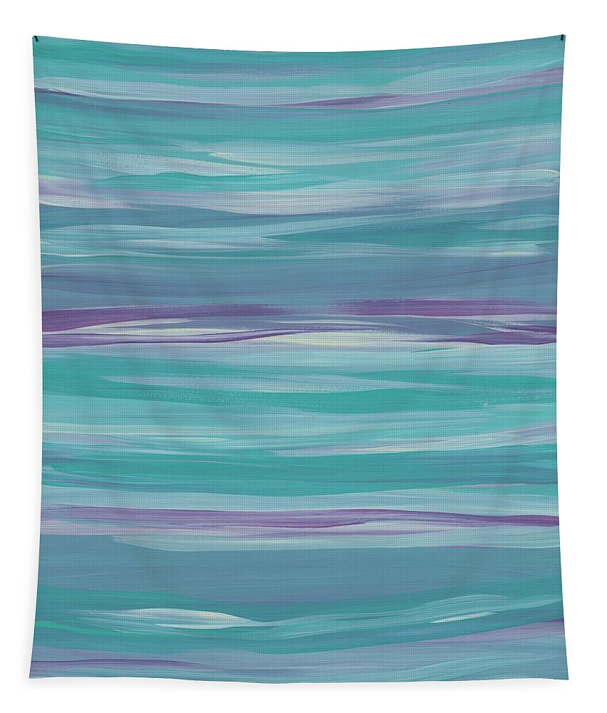 Horizontal Tapestry featuring the painting Horizontal Stripes Mint by Barbara St Jean