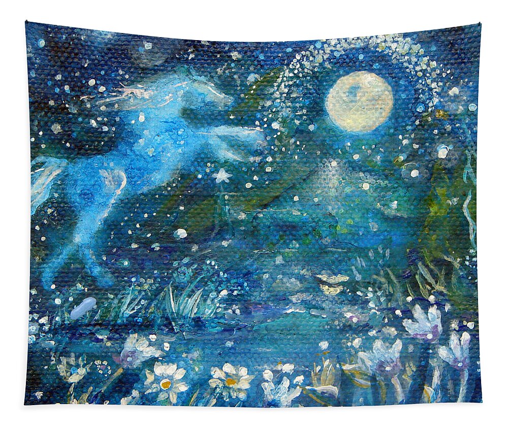 Horse Tapestry featuring the painting Horse Power and Freedom in the Moonlight by Ashleigh Dyan Bayer