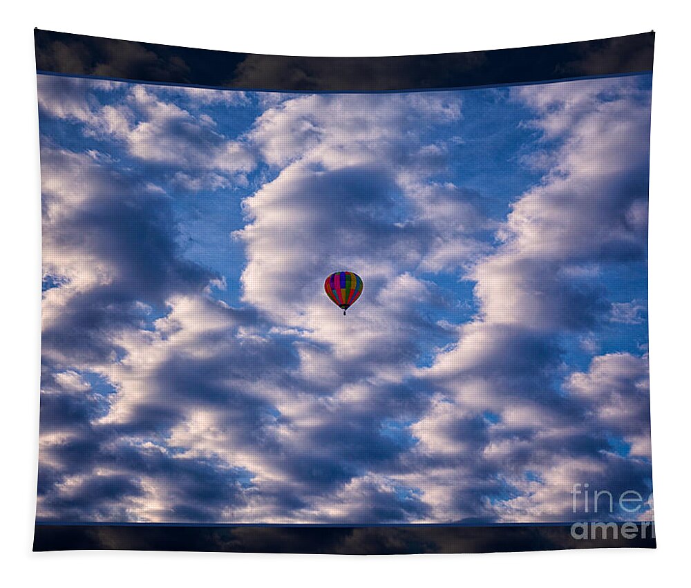 5x7 Tapestry featuring the photograph Hot Air Balloon in a Cloudy Sky Abstract Photograph by Omaste Witkowski
