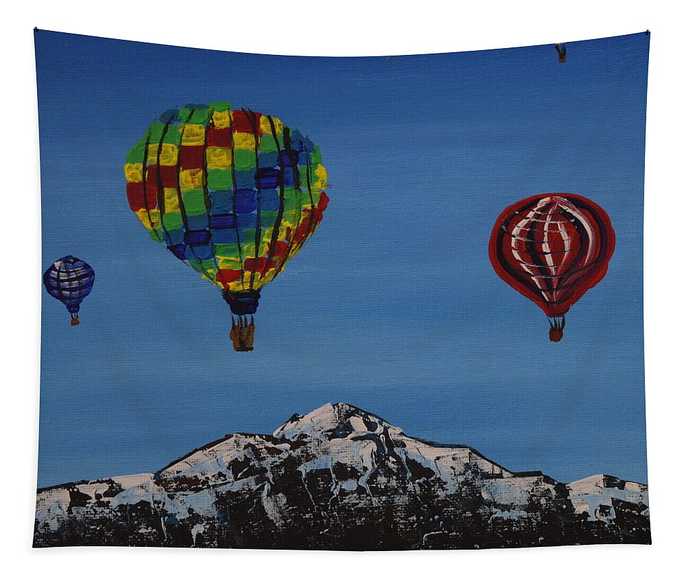 Hot Air Balloons Tapestry featuring the painting Hot Air Balloons by Eric Johansen
