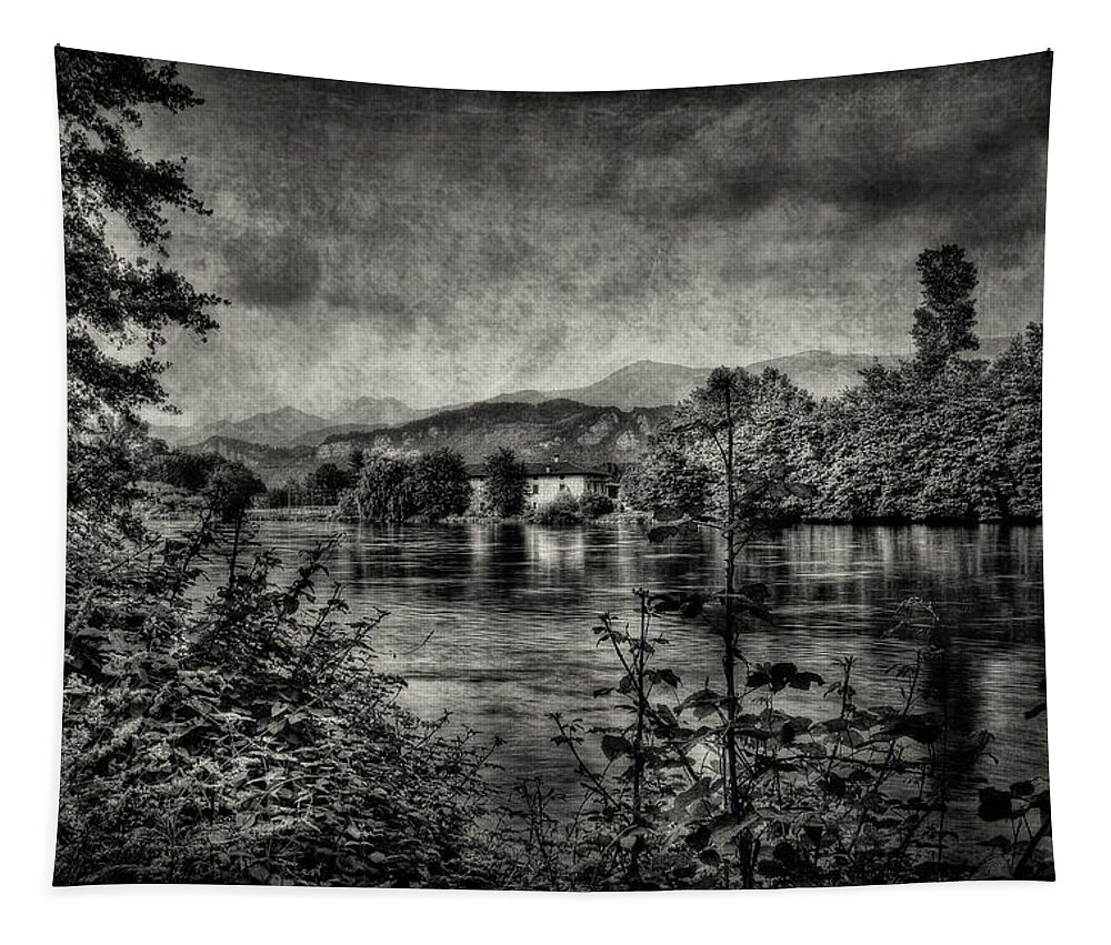 Adda Tapestry featuring the photograph House on the river by Roberto Pagani