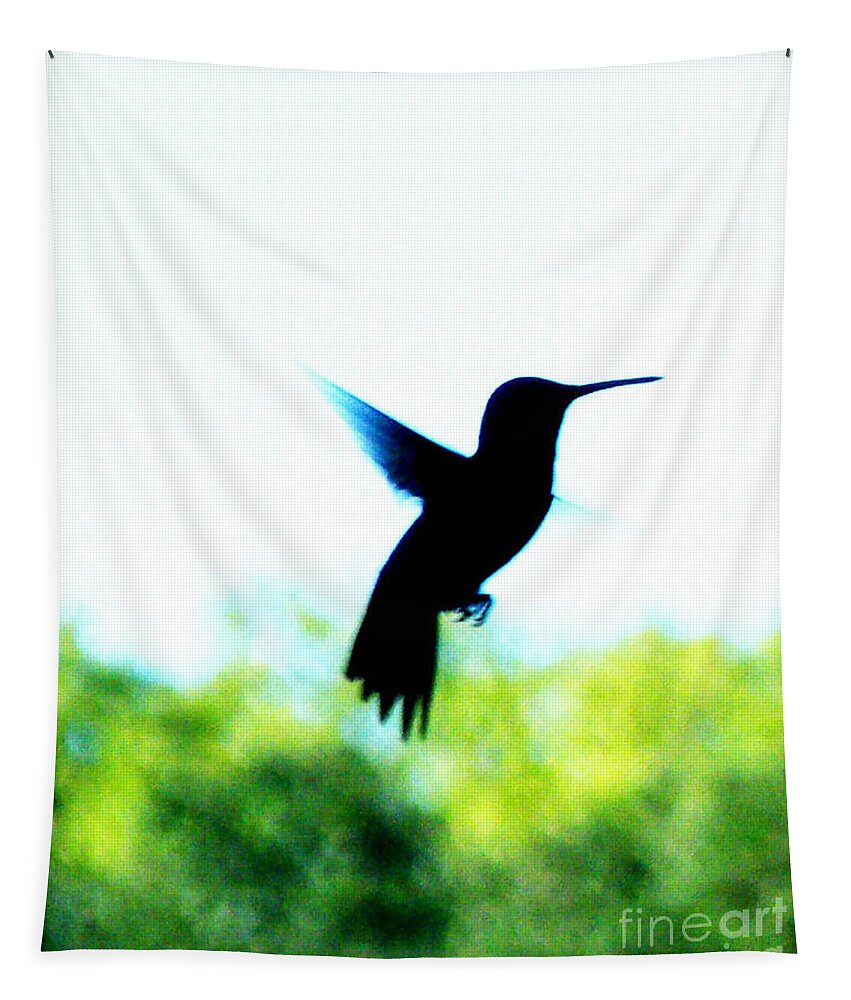 Hummingbird Tapestry featuring the digital art Hummingbird Hover by Lizi Beard-Ward