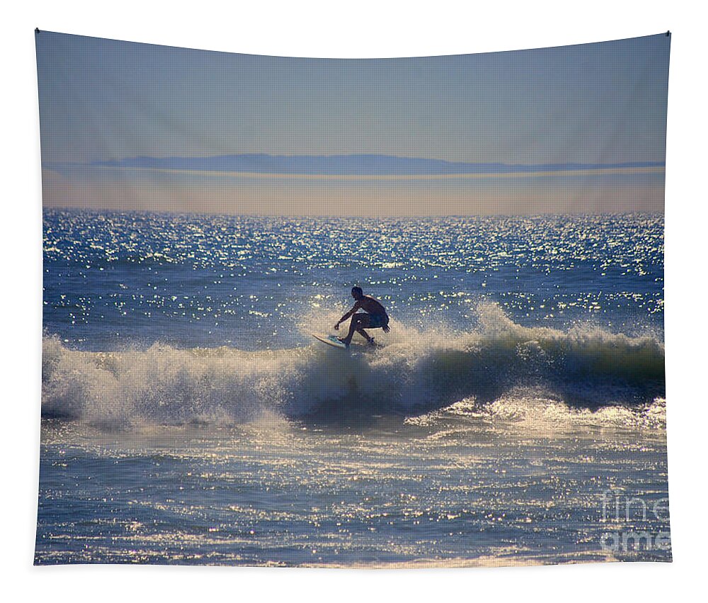 Surfer Tapestry featuring the photograph Huntington Beach California Surfer by Catherine Sherman