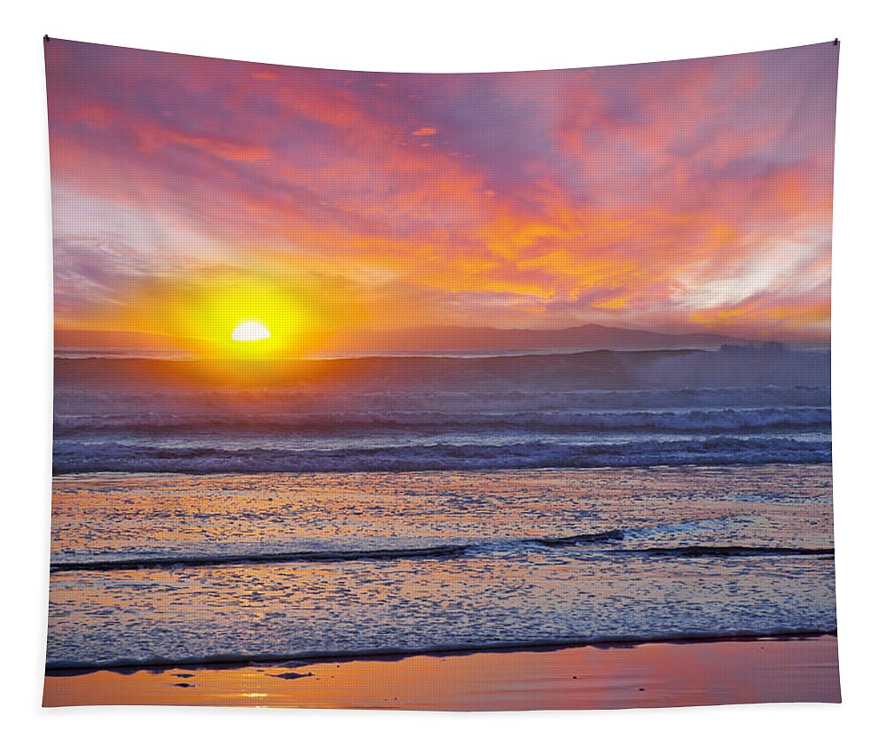 Sunset Tapestry featuring the photograph Huntington Beach Drama by Kelley King