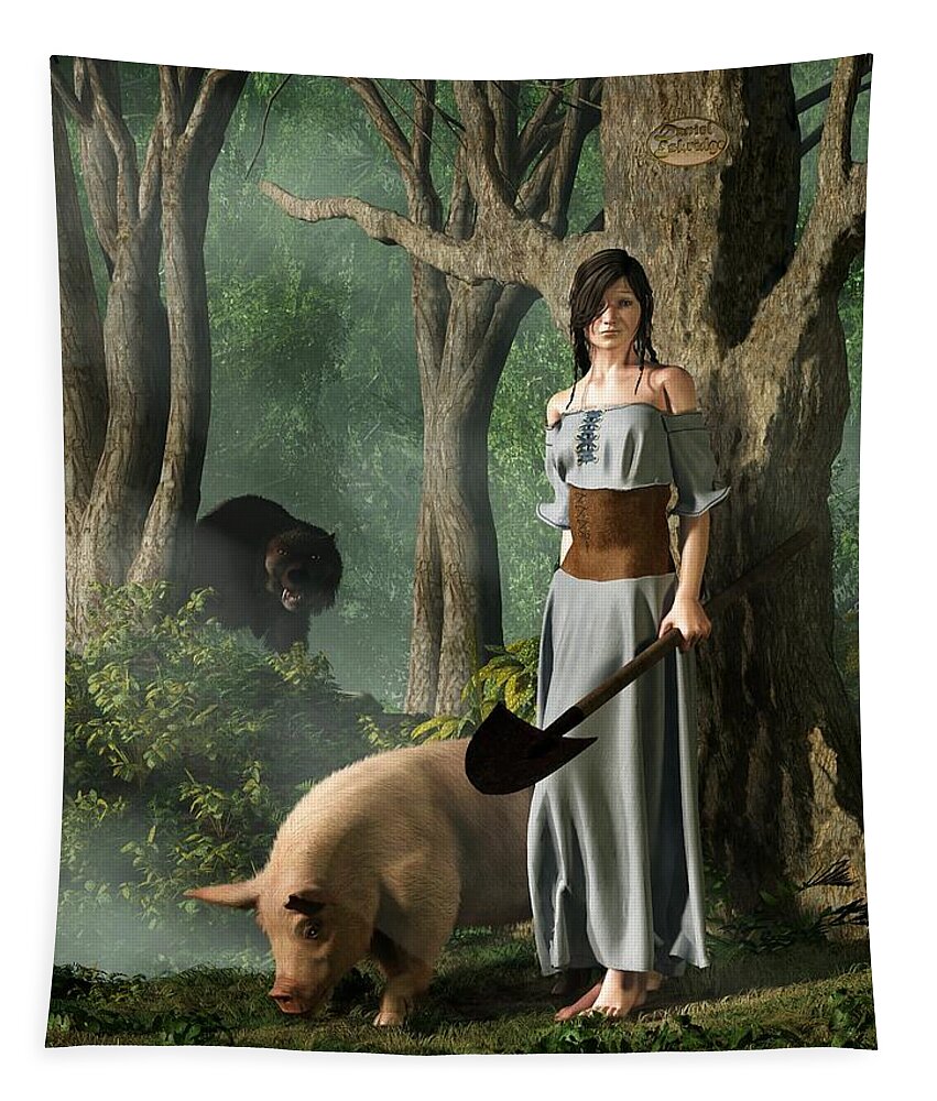Truffle Tapestry featuring the digital art Huon The Truffle Hog by Daniel Eskridge