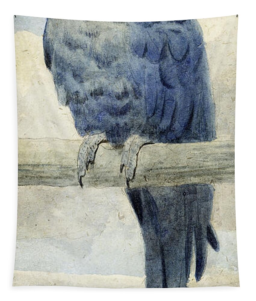 Hyacinth Macaw Tapestry featuring the painting Hyacinthine Macaw by Henry Stacey Marks