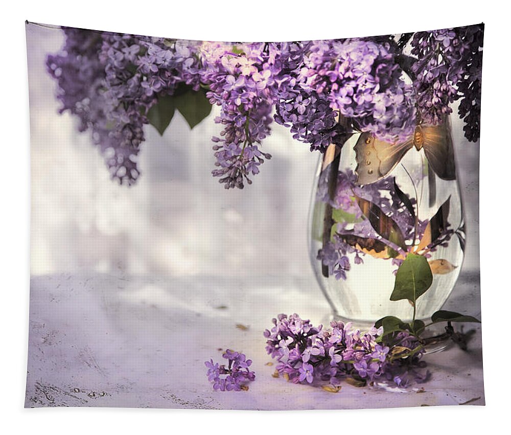 Lilacs Tapestry featuring the photograph I Picked A Bouquet Of Lilacs Today by Theresa Tahara
