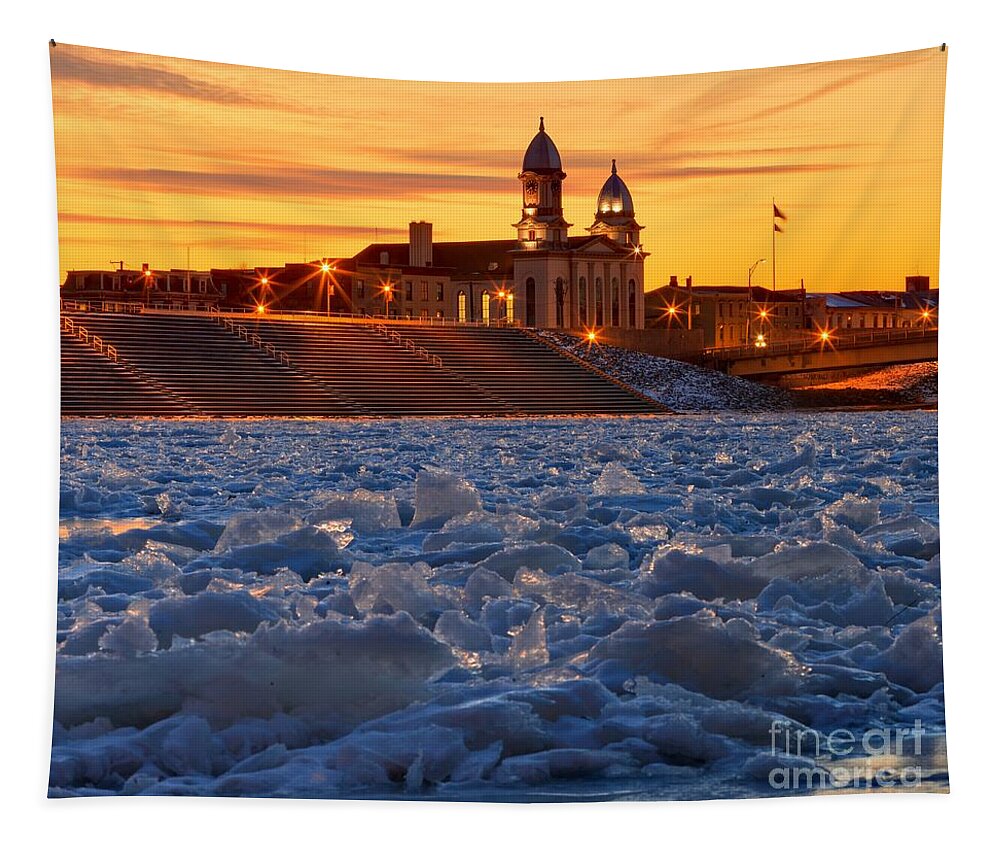 Lock Haven Tapestry featuring the photograph Ice Jam On The Susquehanna by Adam Jewell