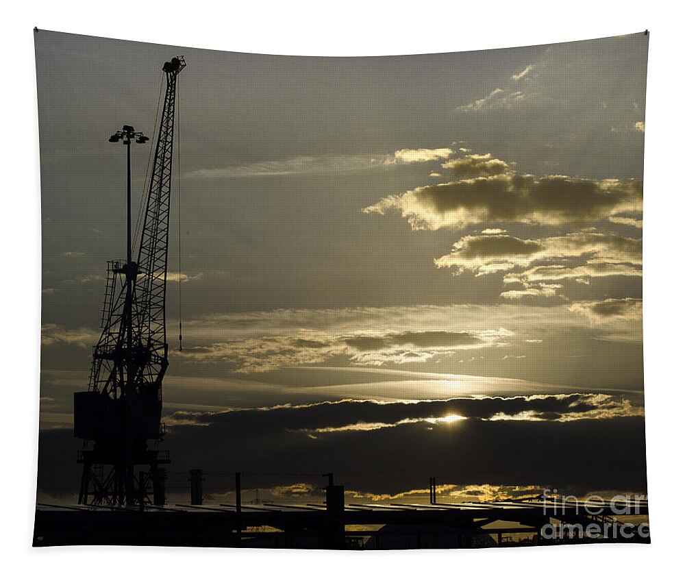 Industry Tapestry featuring the photograph Idle Crane by Linsey Williams