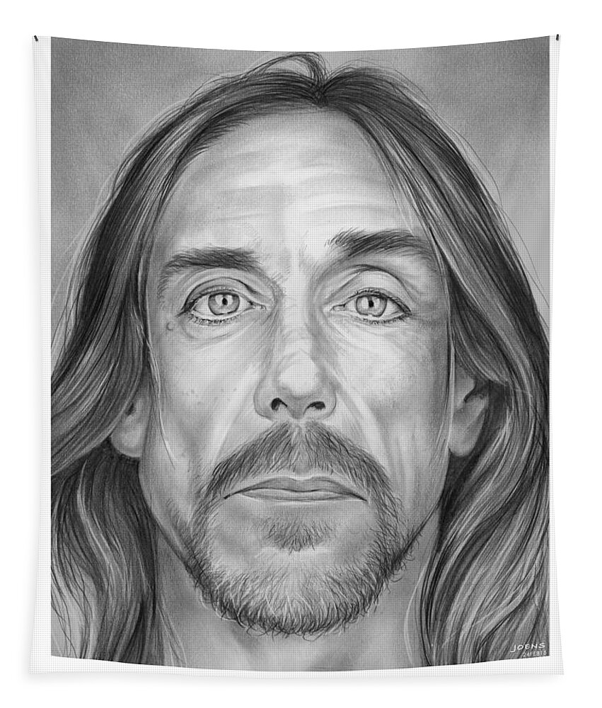 Music Tapestry featuring the drawing Iggy Pop by Greg Joens