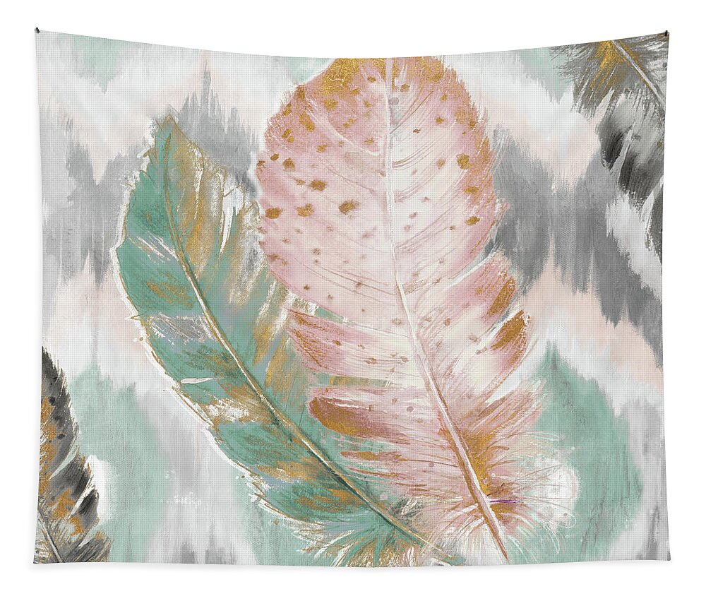 Ikat Tapestry featuring the digital art Ikat Feathers II by Patricia Pinto