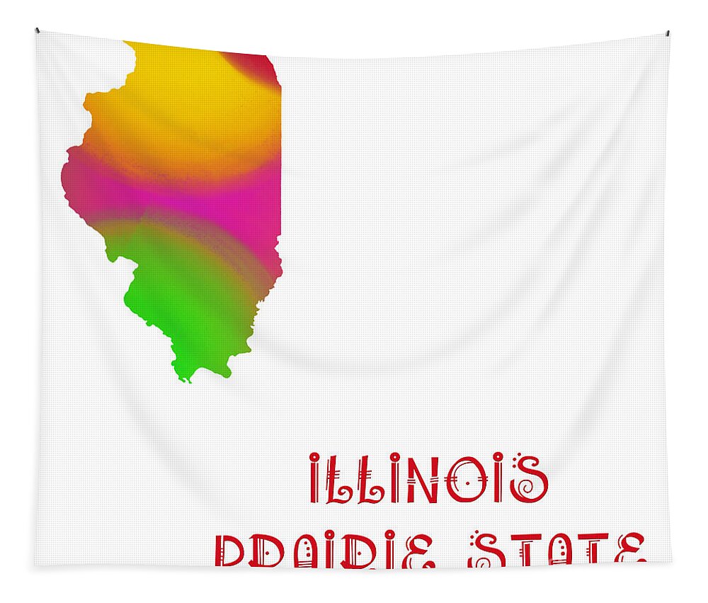 Andee Design Tapestry featuring the digital art Illinois State Map Collection 2 by Andee Design