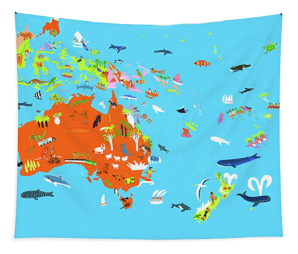 Abundance Tapestry featuring the photograph Illustrated Map Of Australasian by Ikon Ikon Images