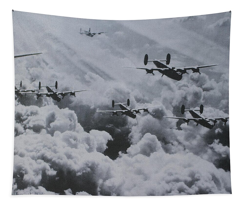 Imagine The Brave Men In These Bombers On A World War Ii Mission Tapestry featuring the photograph Imagine The Brave Men In These Bombers On A World War II Mission by Tom Janca