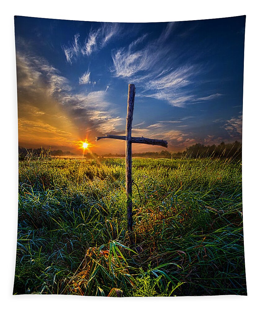 Cross Tapestry featuring the photograph In His Glory by Phil Koch