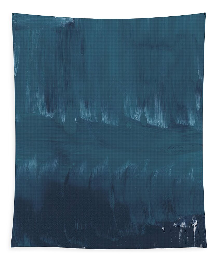 Large Abstract Blue Painting Tapestry featuring the painting In Stillness by Linda Woods