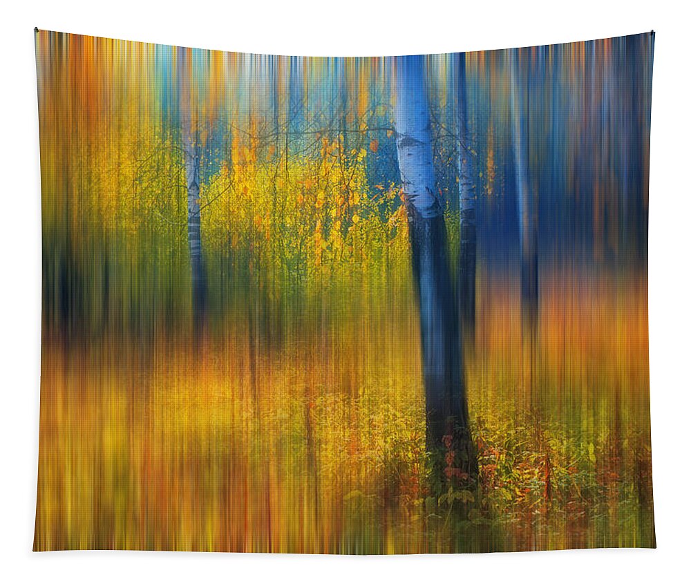 Jenny Rainbow Fine Art Photography Tapestry featuring the photograph In the Golden Woods. Impressionism by Jenny Rainbow
