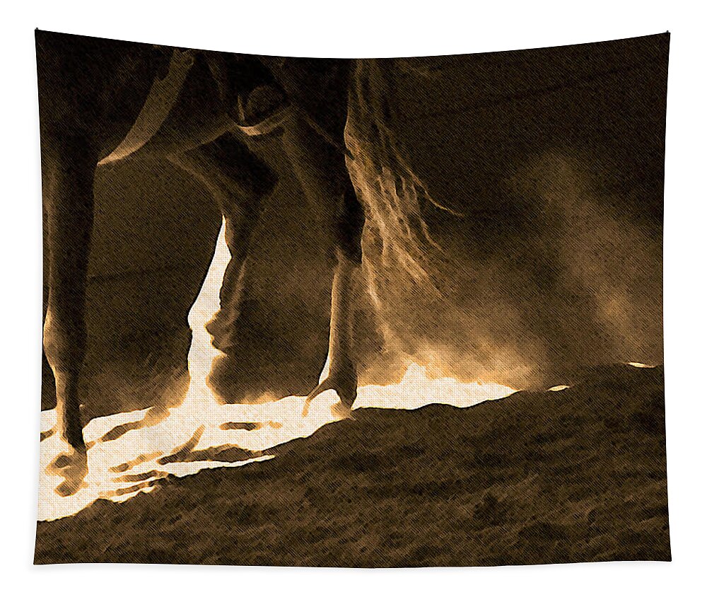 Horse Tapestry featuring the photograph In The Practice Ring by Theresa Tahara