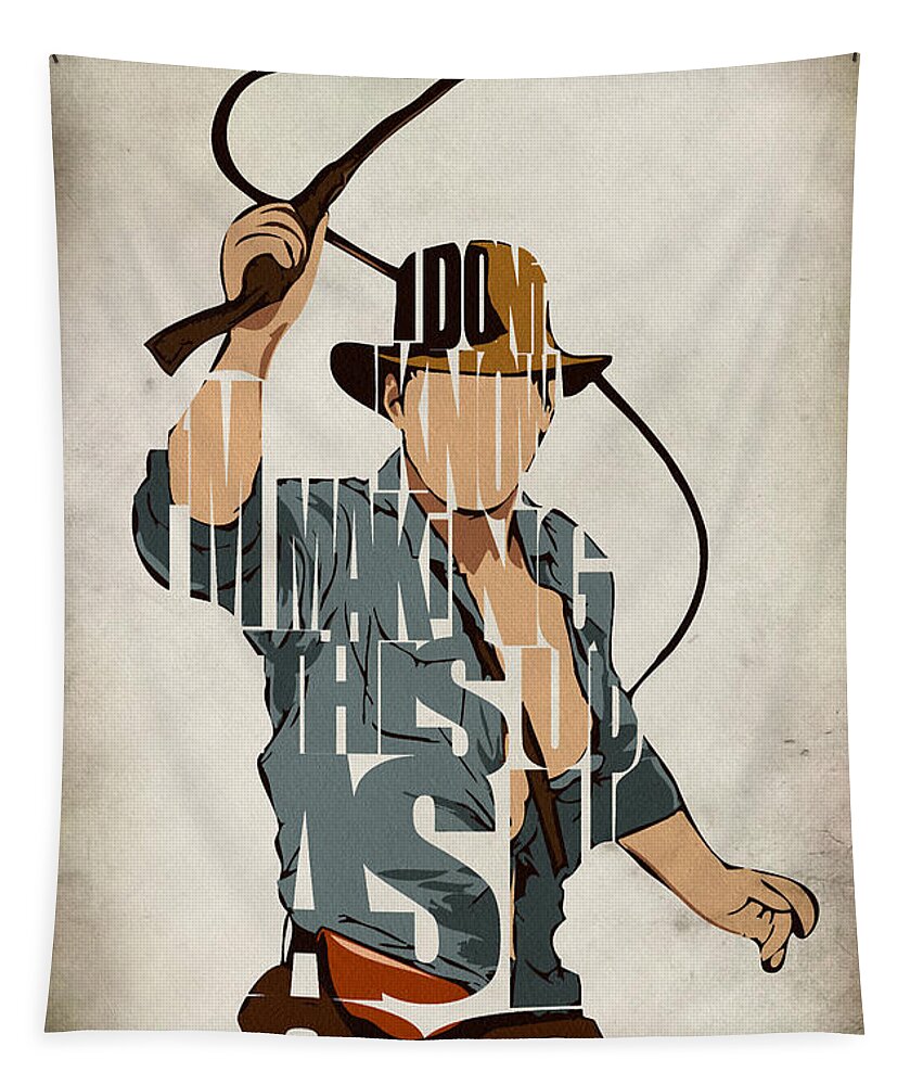 Indiana Jones Tapestry featuring the painting Indiana Jones - Harrison Ford by Inspirowl Design