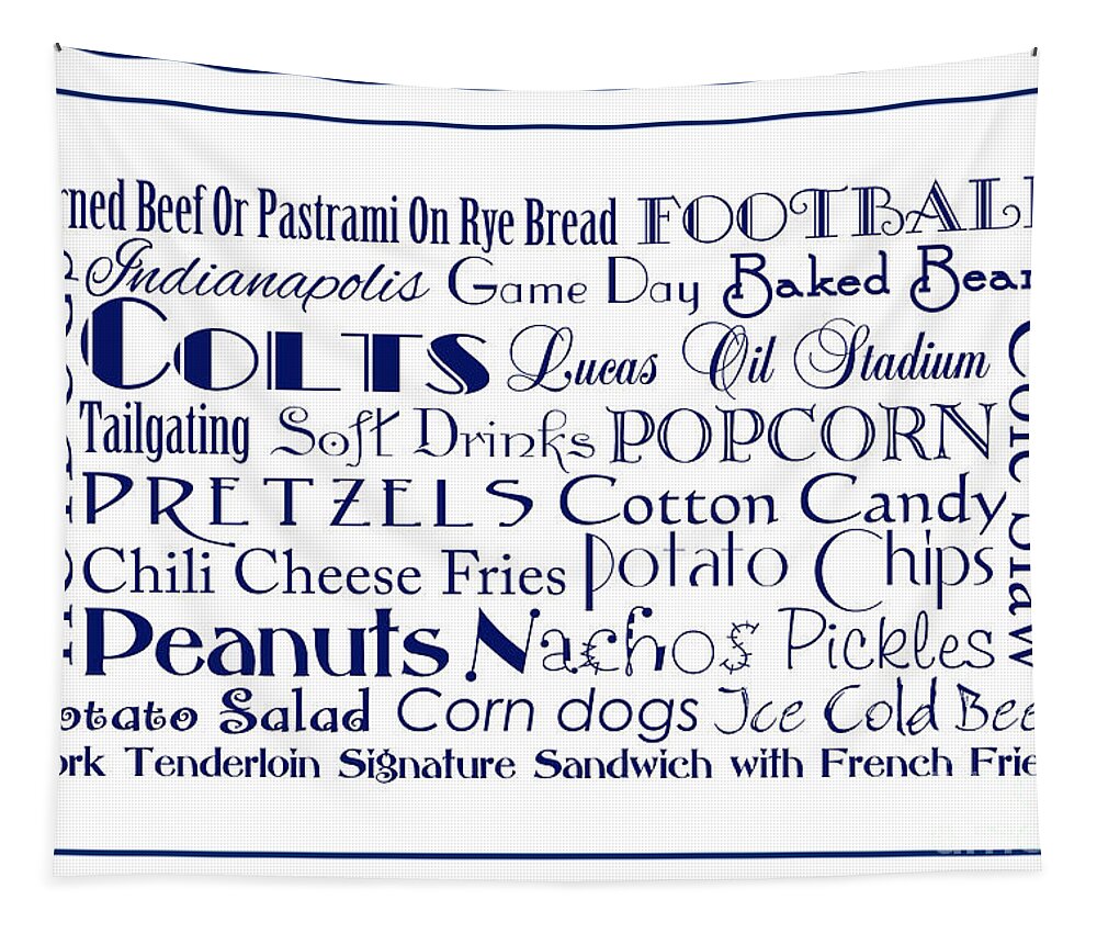 Andee Design Football Tapestry featuring the digital art Indianapolis Colts Game Day Food 3 by Andee Design