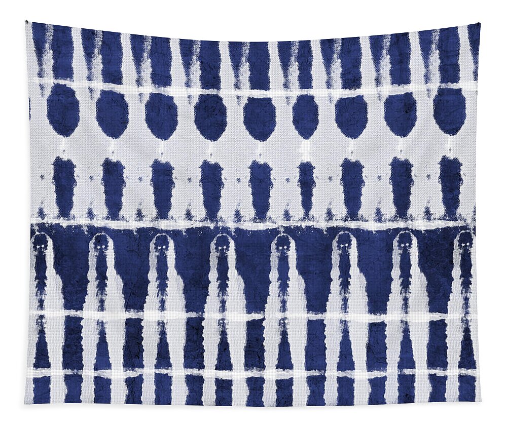 Blue Tapestry featuring the painting Indigo and White Shibori Design by Linda Woods