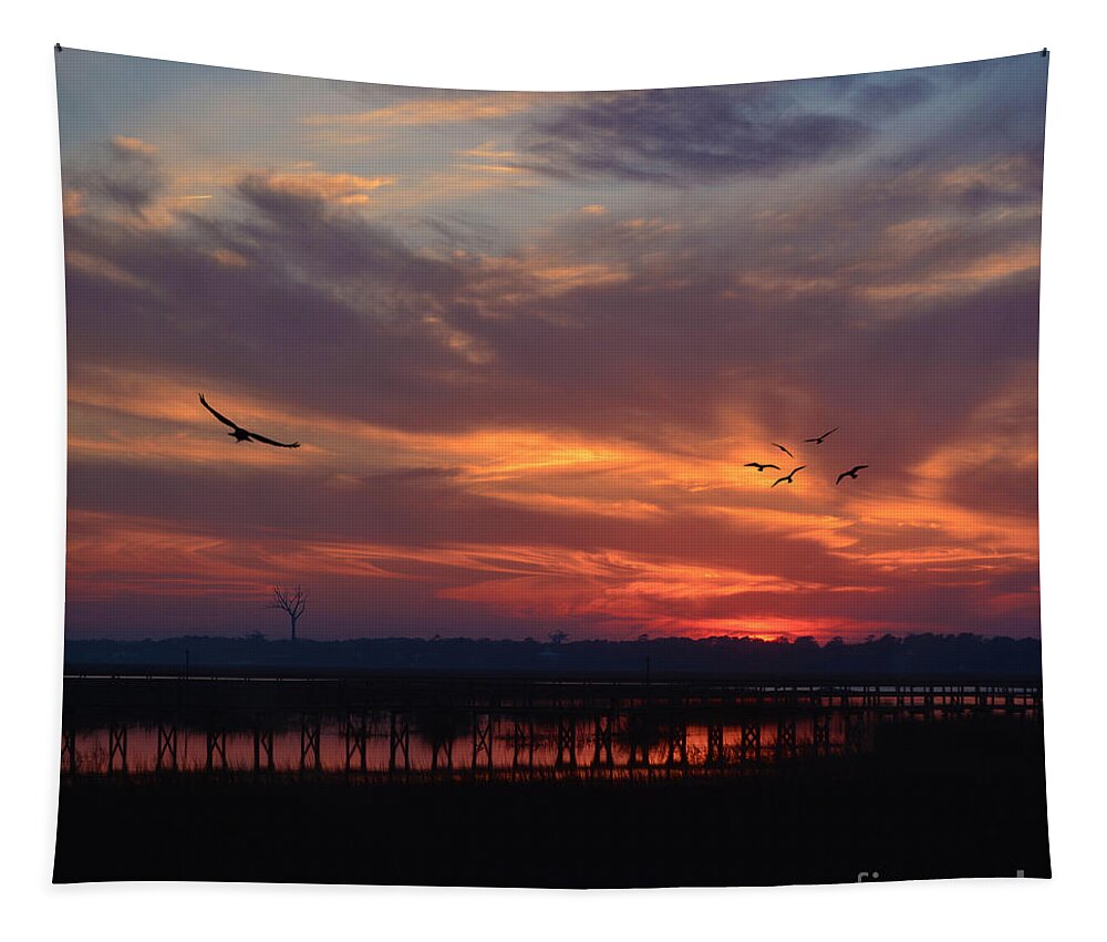 Throw Pillows Tapestry featuring the photograph Inlet Sunset Throw Pillow by Kathy Baccari