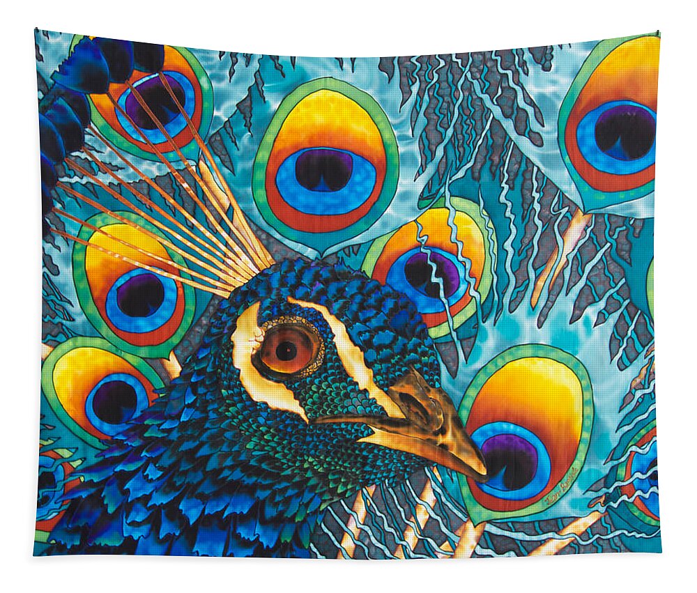 Peacock Tapestry featuring the painting Insane Peacock by Daniel Jean-Baptiste