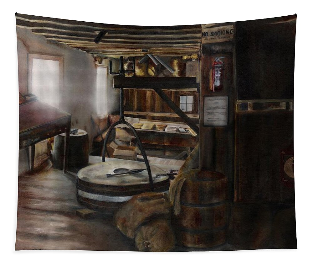 Mill Tapestry featuring the painting Inside the Flour Mill by Lori Brackett