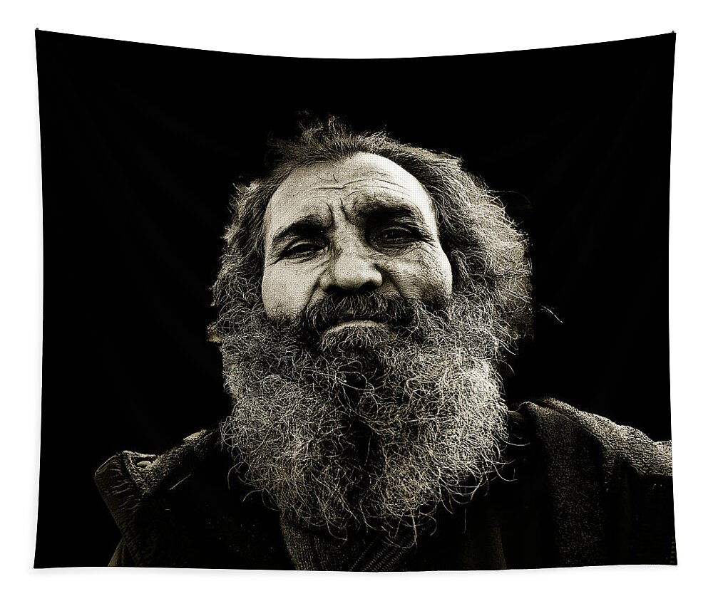 B&w Tapestry featuring the photograph Intense portrait by Roberto Pagani
