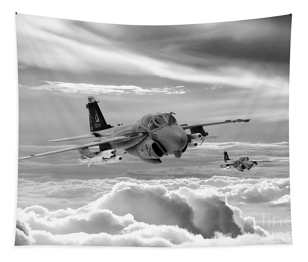 A6 Intruder Tapestry featuring the digital art Intruder by Airpower Art