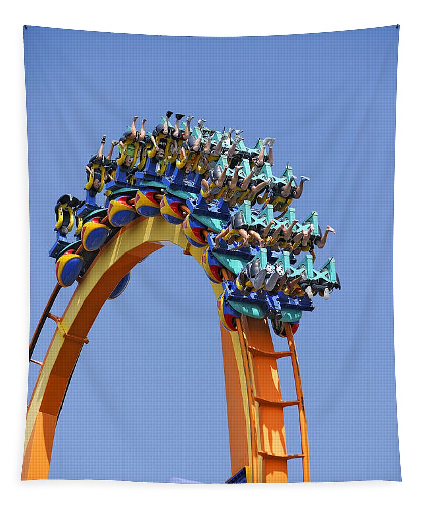 Roller Coaster Tapestry featuring the photograph Inverted Roller Coaster by Phil Degginger
