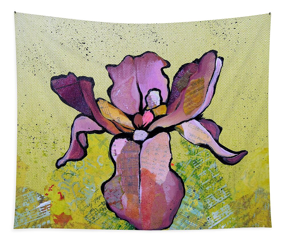 Flower Tapestry featuring the painting Iris II by Shadia Derbyshire