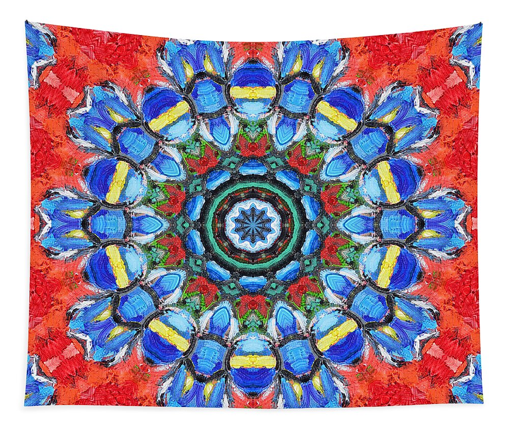 Iris Tapestry featuring the painting Iris Mandala by Ana Maria Edulescu