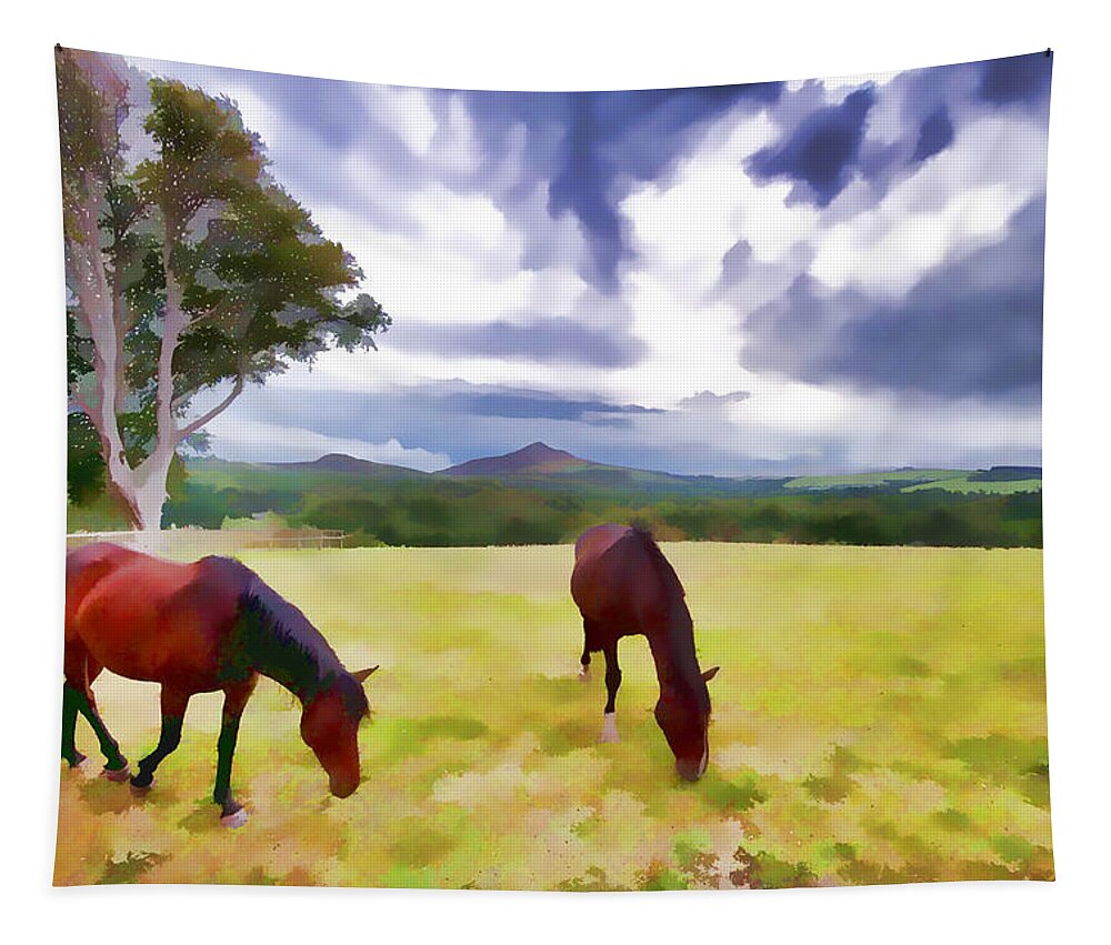 Ireland Tapestry featuring the photograph Irish Horses Afield by Allan Van Gasbeck
