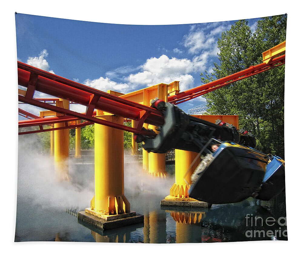Cedar Point Tapestry featuring the photograph Iron Dragon 2 by Timothy Hacker