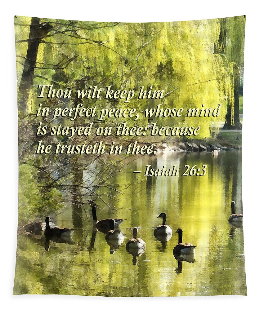 Religious Tapestry featuring the photograph Isaiah 26 3 Thou Wilt Keep Him In Perfect Peace by Susan Savad