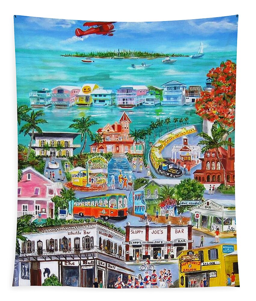 Key West Tapestry featuring the painting Island Daze by Linda Cabrera