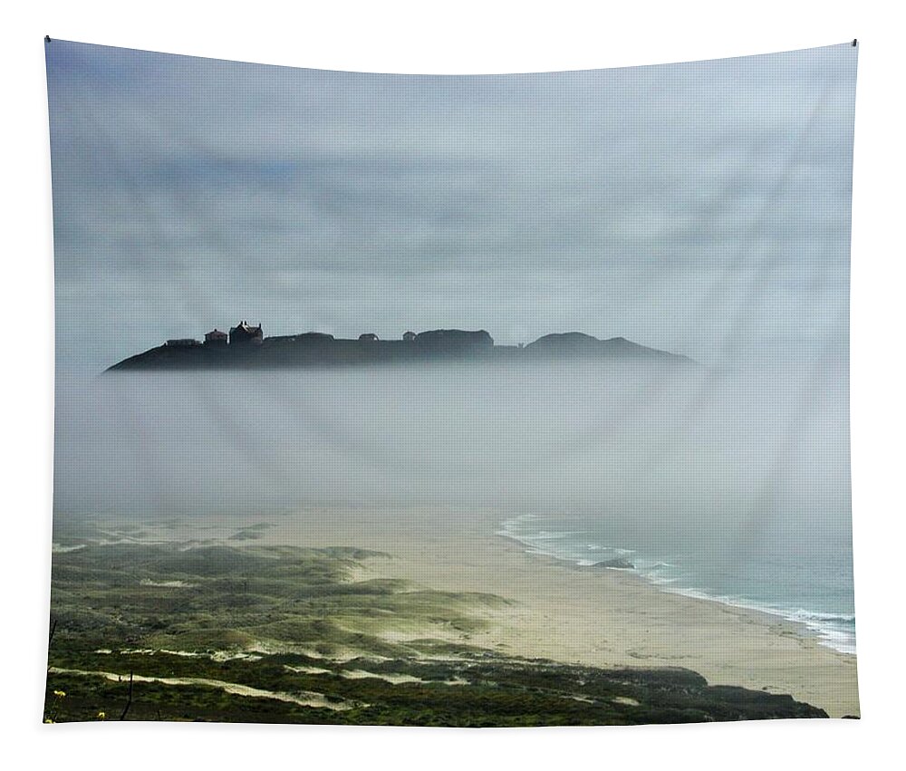 Big Sur Tapestry featuring the photograph Island in the Clouds by Steve Ondrus