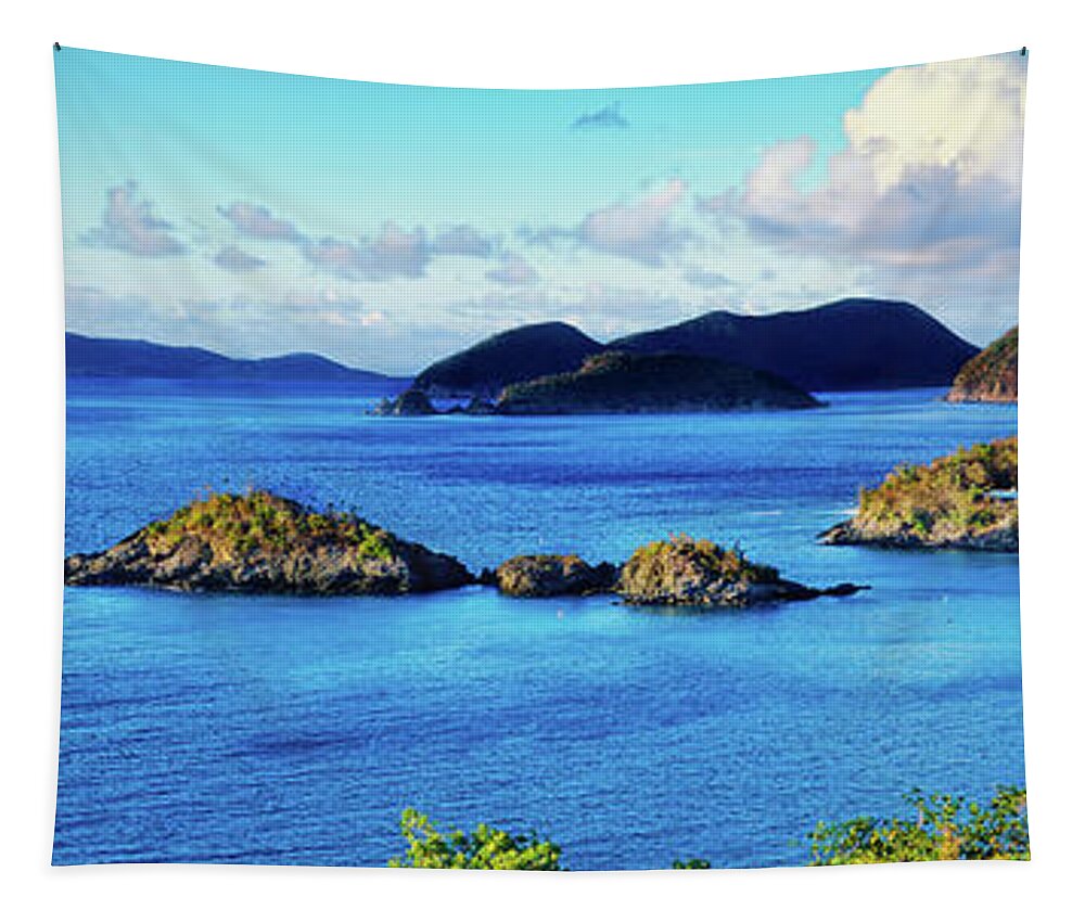 Photography Tapestry featuring the photograph Islands In The Sea, Trunk Bay, Saint by Panoramic Images
