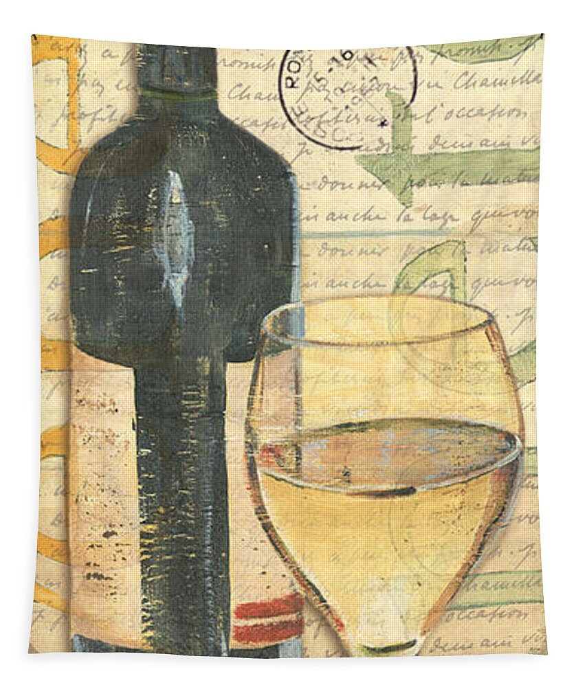 Wine Tapestry featuring the painting Italian Wine and Grapes 1 by Debbie DeWitt