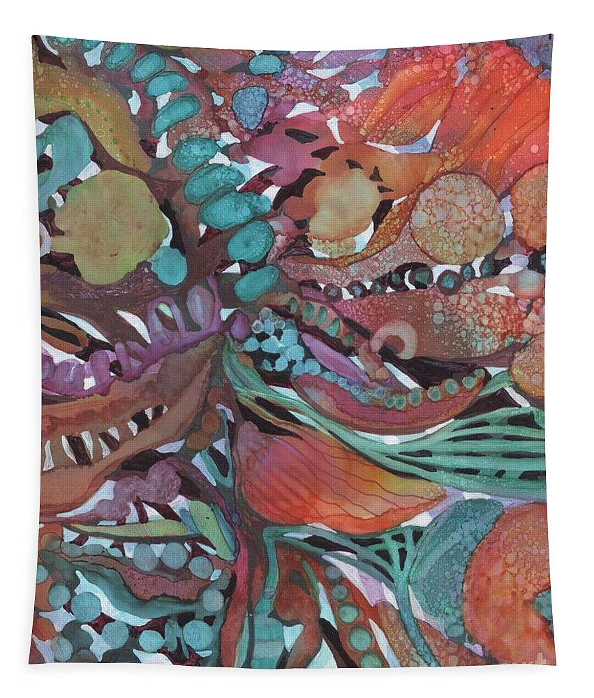 Vibrant Colors Tapestry featuring the painting It's Complicated by Joan Clear
