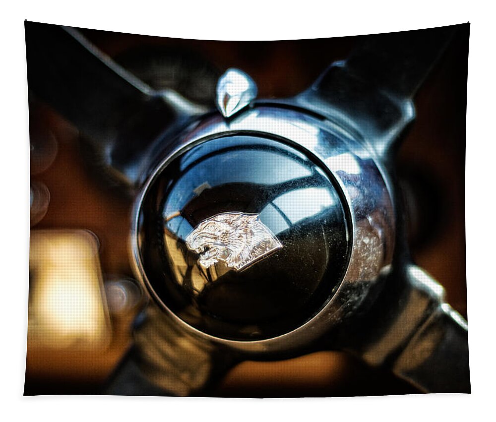 Transport Tapestry featuring the photograph Jaguar Steering Wheel by Spikey Mouse Photography