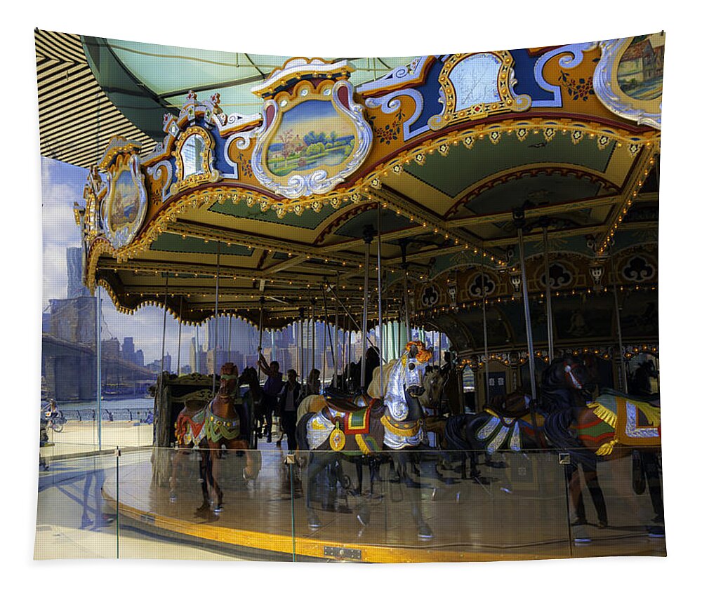 Carousel Tapestry featuring the photograph Jane's Carousel 1 in Dumbo by Madeline Ellis
